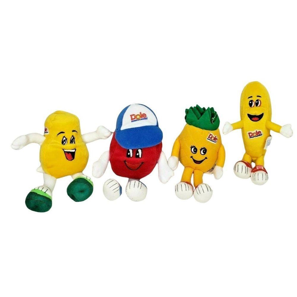 Vintage Dole Fruit Plush Banana Pineapple Cranberry Papaya lot of 4